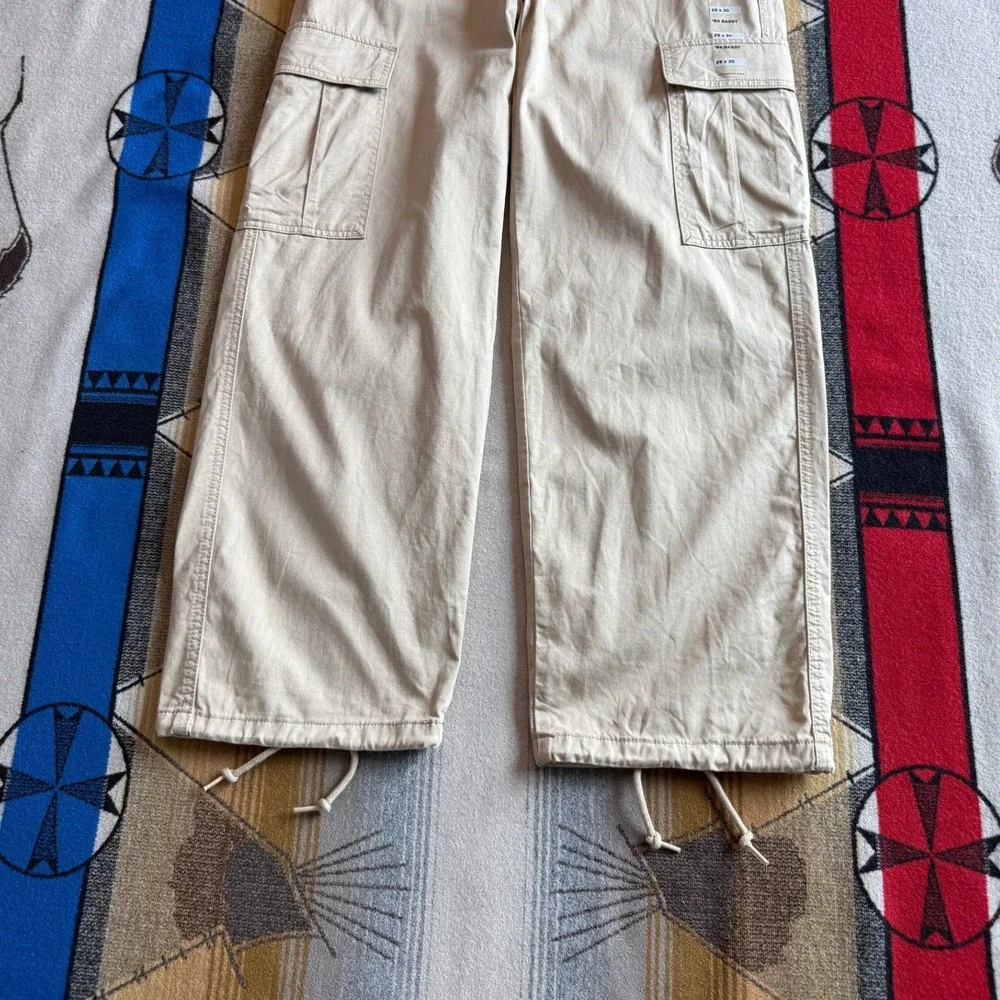 Levis 94 Baggy Cargo Pants Mens 29x30 Tan Khaki Wide Leg Drawstring Hem New